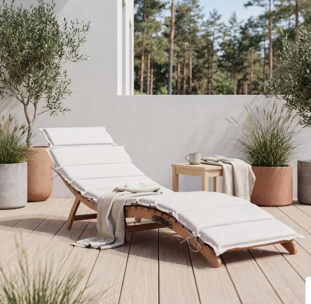 Opvouwbaar ligbed met kussen, Tuin en Terras, Ligbedden, Nieuw, Hout, Inklapbaar, Ophalen