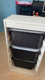 Ikea Trofast kast wit, met 3 zwarte bakken incl deksel, Ophalen, Zo goed als nieuw