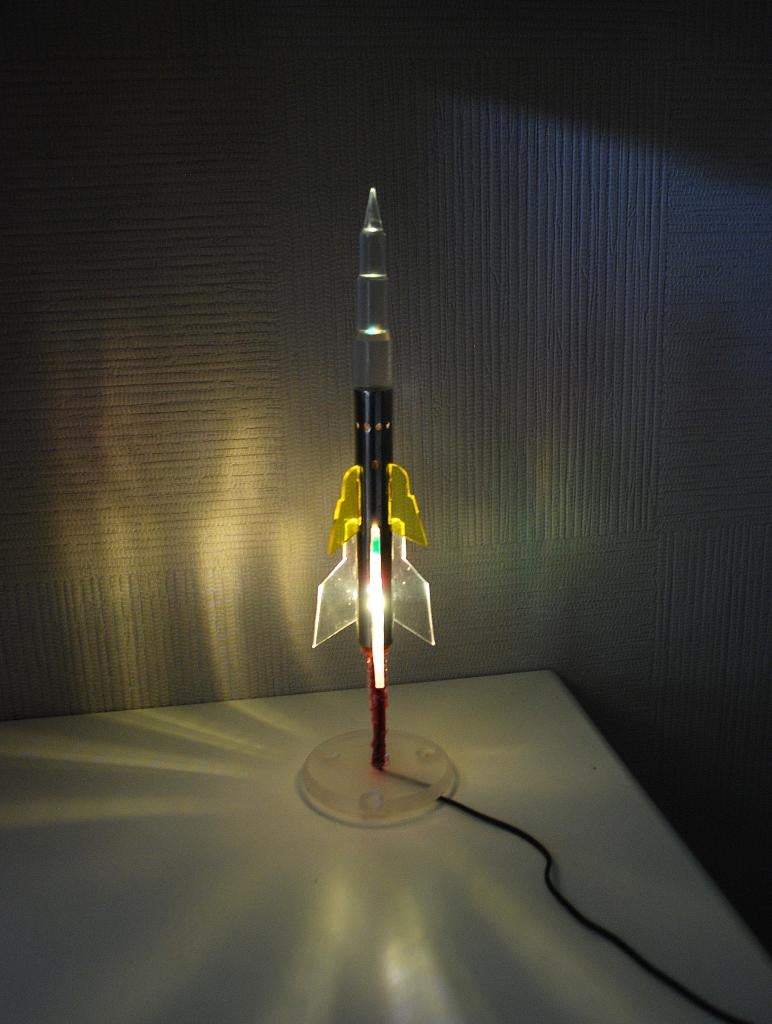 Raket Tafellamp Lancering Ruimteraket Space age hand gemaakt, Ophalen of Verzenden