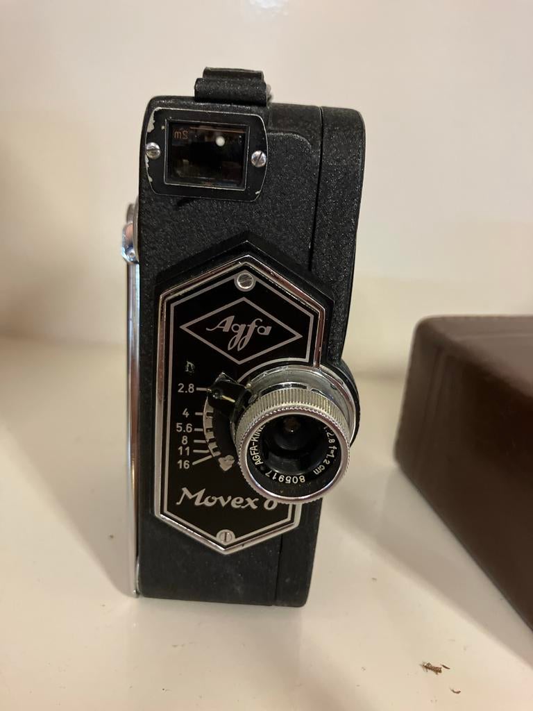Vintage Agfa Movex 8 filmcamera met lederen tas, Ophalen of Verzenden, 8mm