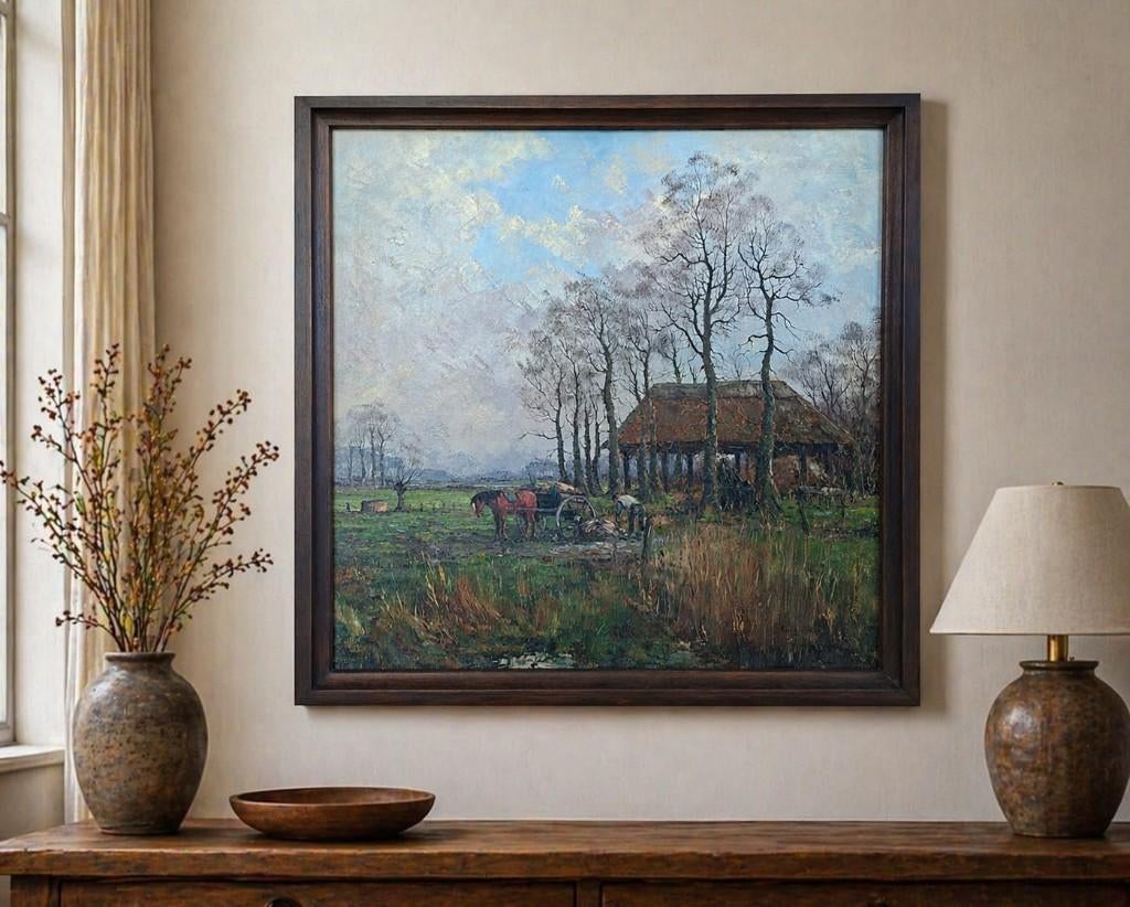 Zeer groot uniek schilderij Albert Wessels 125x125 cm, Antiek en Kunst, Ophalen