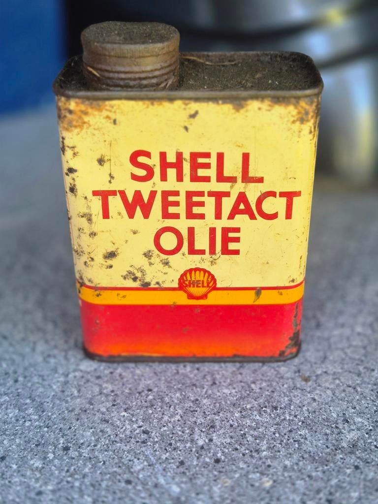 Shell 1 liter Tweetact Olie blik, Verzamelen, Blikken, Ophalen of Verzenden, Gebruikt, Overige
