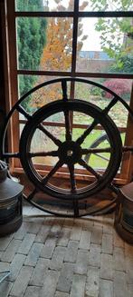 Groot Antiek Scheepsstuurwiel Hout Messing, Ophalen