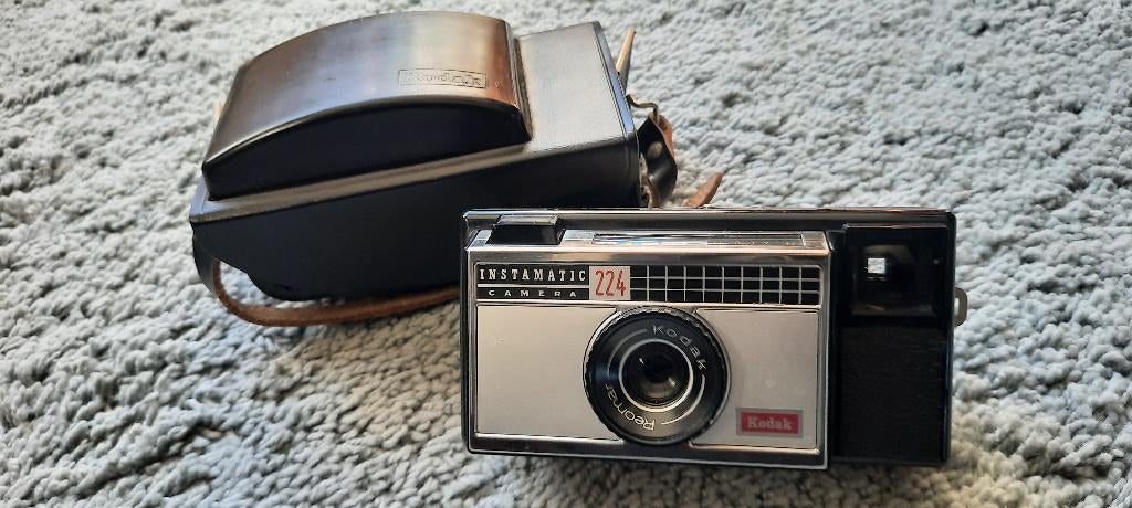 Kodak instamatic 224 + lederen draagtas, Ophalen of Verzenden, 1960 tot 1980, Fototoestel