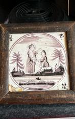 Antiek Religie Tegel in Houten Lijst, Ophalen of Verzenden