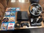 PlayStation 4 met 9 games, controller en racestuur, Ophalen of Verzenden, Met 1 controller, Original, Gebruikt