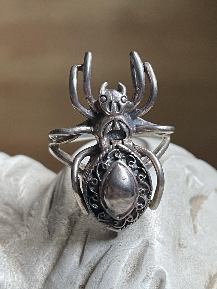 Zilveren vintage spin gifring, 18 tot 19, Ophalen of Verzenden, Zo goed als nieuw, Dame