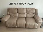 Elektrische leren relaxbank - 3-zits, Huis en Inrichting, Banken | Bankstellen, Ophalen, Gebruikt, 100 tot 125 cm, Driepersoons