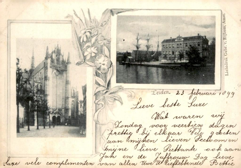 Leiden Kweekschool Zeevaart- Kaart verzonden in 1899 # 921, Verzamelen, Ansichtkaarten | Nederland, Verzenden, Voor 1920, Gelopen