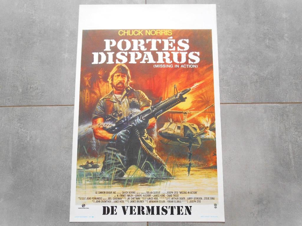 Missing In Action - Belgische poster - Norris, Verzamelen, Posters, Gebruikt, Film en Tv, A1 t/m A3, Rechthoekig Staand, Verzenden