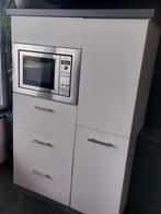 Keukenkast met magnetron, 3 laden en apothekerskast (wit), Ophalen, Gebruikt, 100 tot 150 cm, Wit