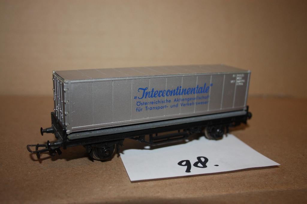 98)  Pocher container wagon, Hobby en Vrije tijd, Modeltreinen | H0, Overige merken, Gebruikt, Gelijkstroom, Wagon