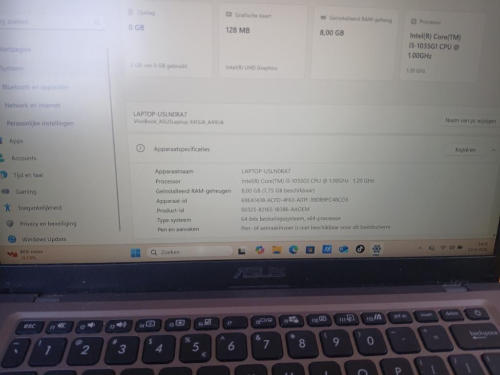 ASUS Laptop 14 inch i5 8GB RAM Goede Accu, Computers en Software, Windows Laptops, Gebruikt, 8 GB, ASUS, 475 GB