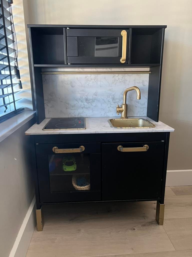 Ikea Duktig keukentje, zwart met marmer en goud, Ophalen, Gebruikt