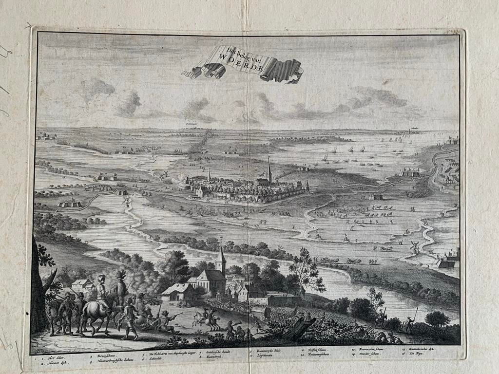 Gravure beleg van Woerden, Ophalen of Verzenden, Landschap, Gravure, Origineel