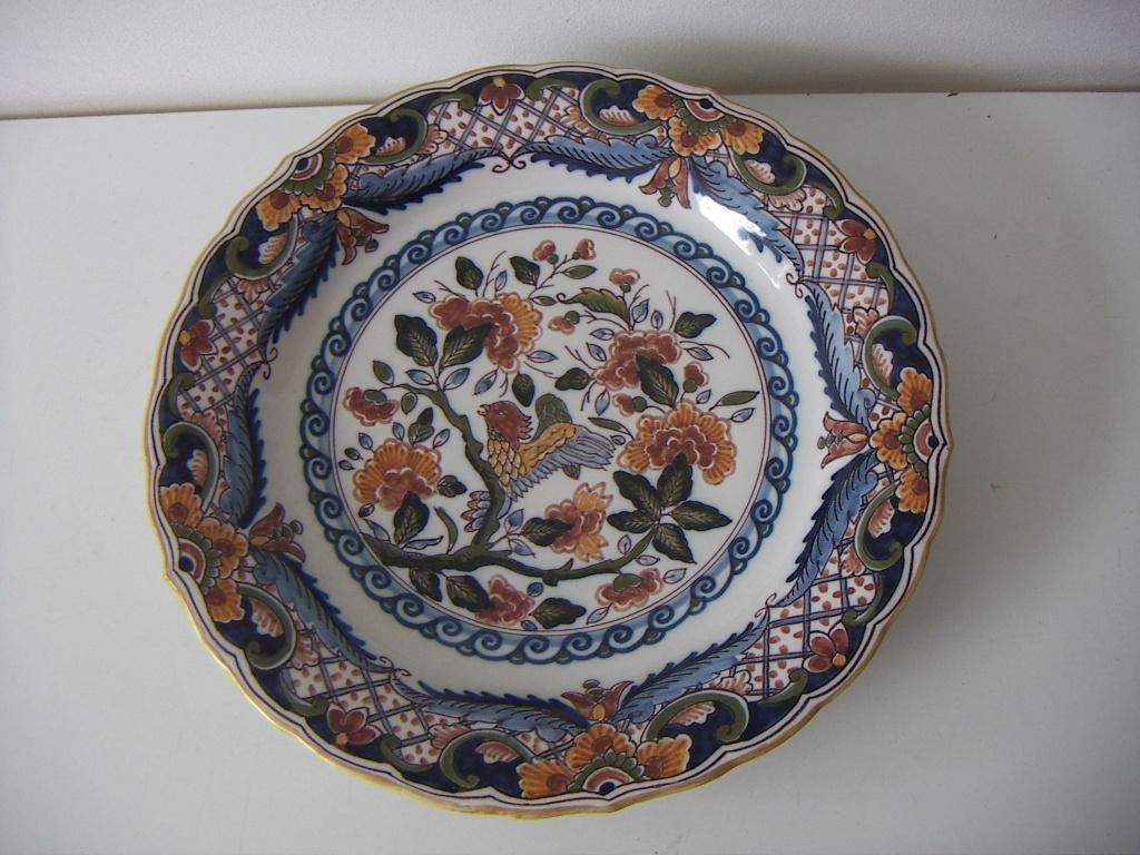 Makkum Tichelaar keramiek bord jr.1940-1960. Vogel in boom., Ophalen of Verzenden