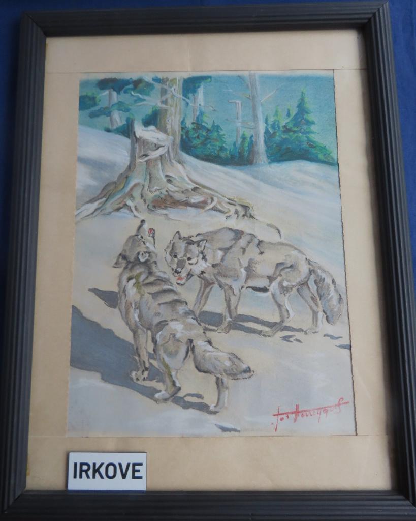AQUAREL WOLVEN PAAR * In Lijst *, Verzenden