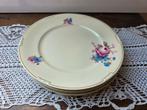 Roze roos blauwe bloemetjes eetbord diner borden, Ophalen of Verzenden