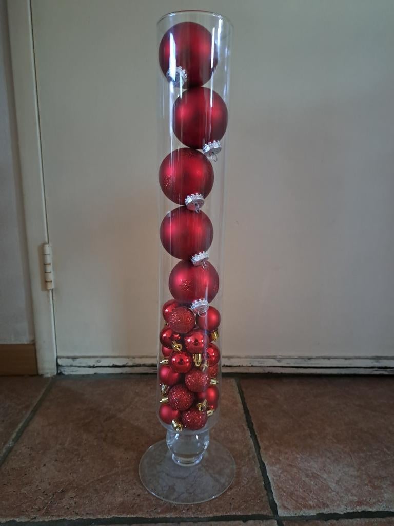 Hoge 50cm glazen zuil vaas zonder inhoud, Ophalen of Verzenden