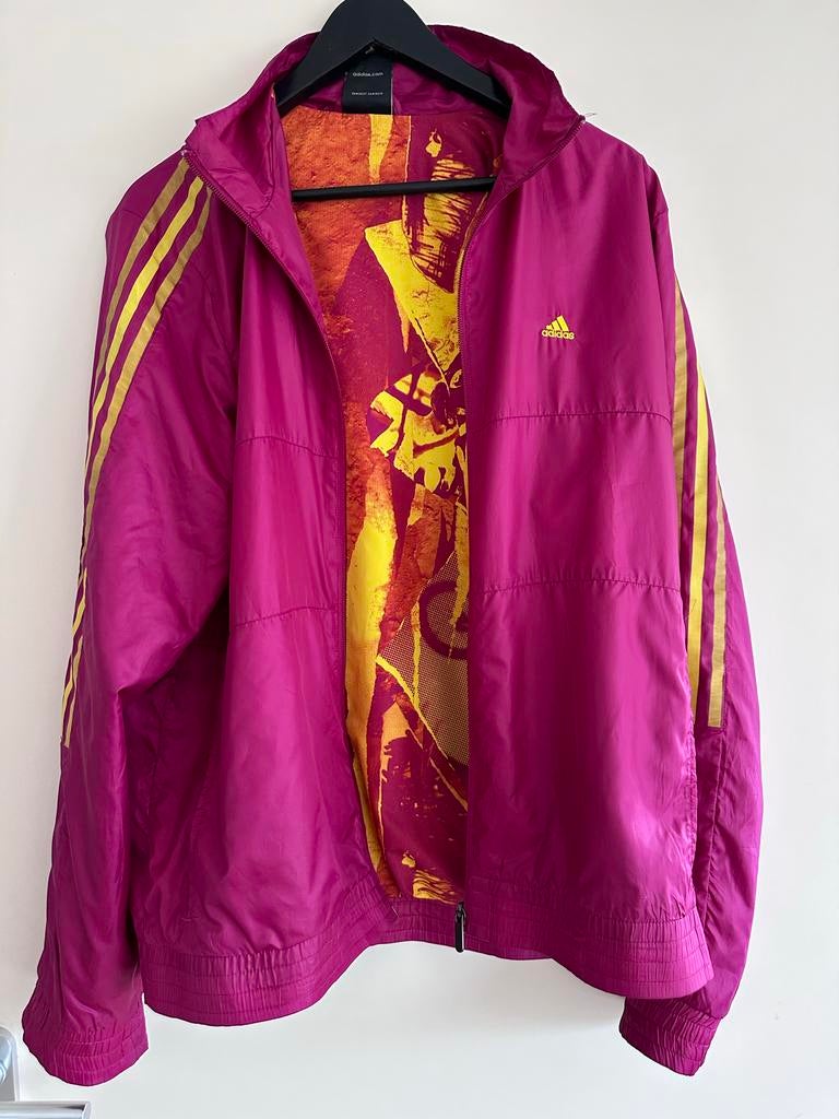 Adidas Windjack Paars/Geel maat M Unisex, Maat 48/50 (M), Paars, Ophalen of Verzenden, Gedragen