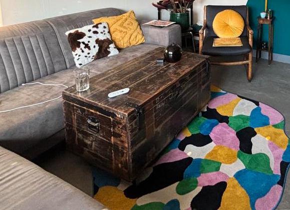 Dekenkist / salontafel met wieltjes, Huis en Inrichting, Tafels | Salontafels, Ophalen, Gebruikt, 50 tot 100 cm, Minder dan 50 cm