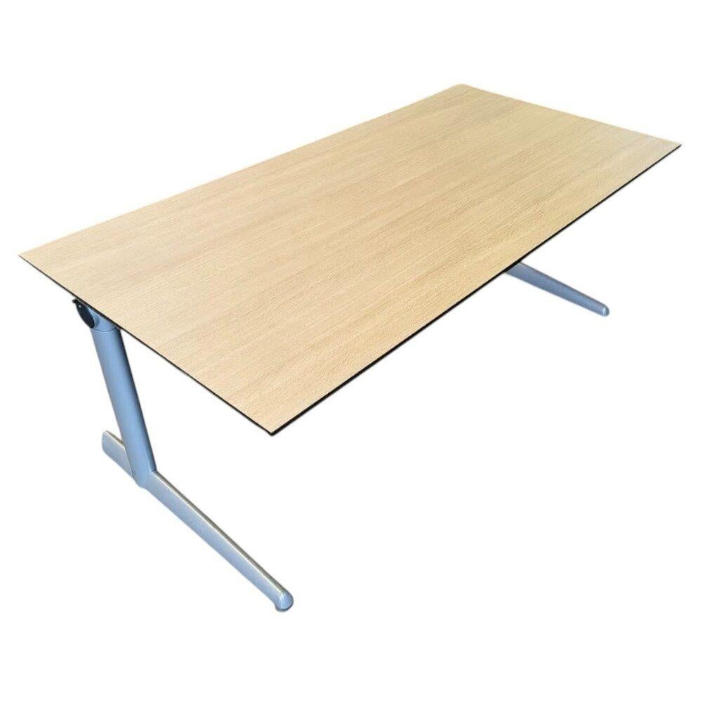 Ahrend 500 Bureau Zilvergrijs Licht Eiken B160xD80, Overige stijlen, Overige typen, 160 cm, Gebruikt