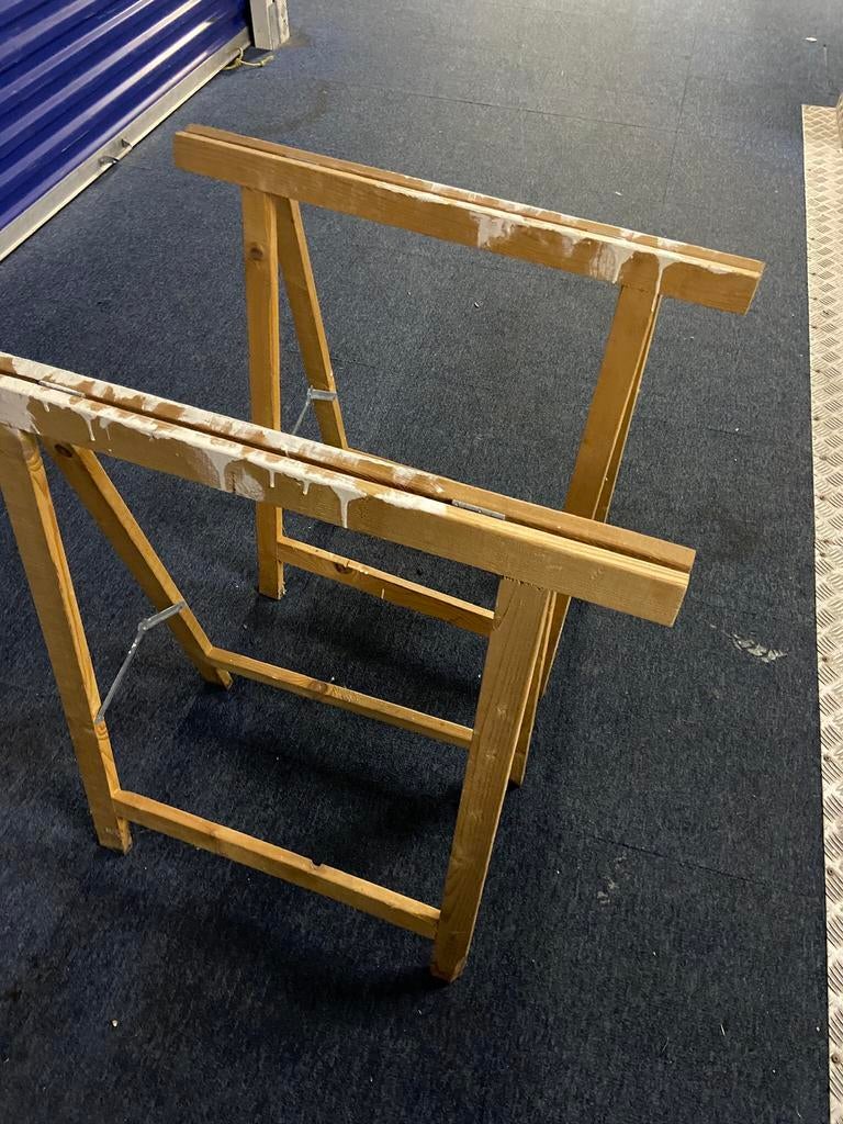 2 stevige houten Schragen / behangtafel / schraag, Ophalen of Verzenden, Zo goed als nieuw, Overige typen, Minder dan 2 meter