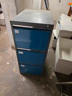 Metalen laden kast - Blauw - 3 laden, Huis en Inrichting, Kasten | Ladekasten, Gebruikt, 100 tot 150 cm, Onbekend, 3 of 4 laden