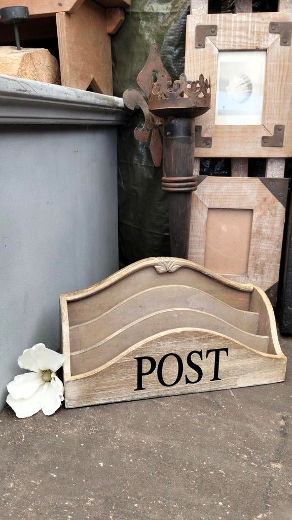 Brocante houten postbakje, Antiek en Kunst, Curiosa en Brocante, Ophalen of Verzenden