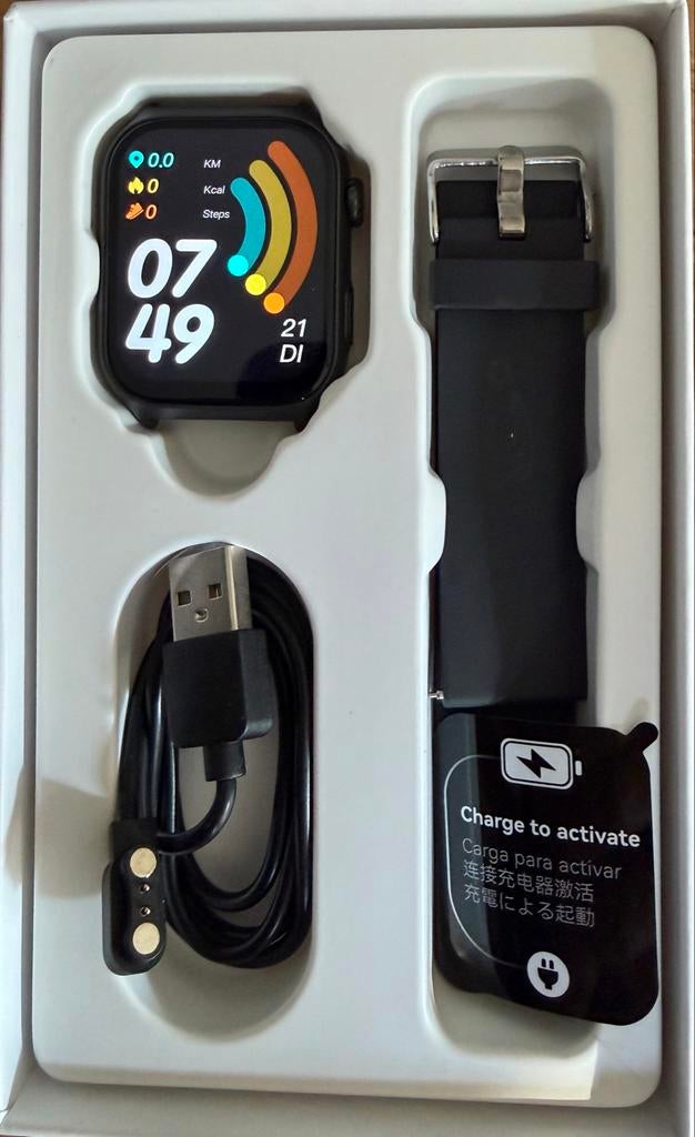 Smartwatch met hartslagmeter en stappenteller - Nieuw, Afstand, Zwart, Nieuw, Ophalen of Verzenden