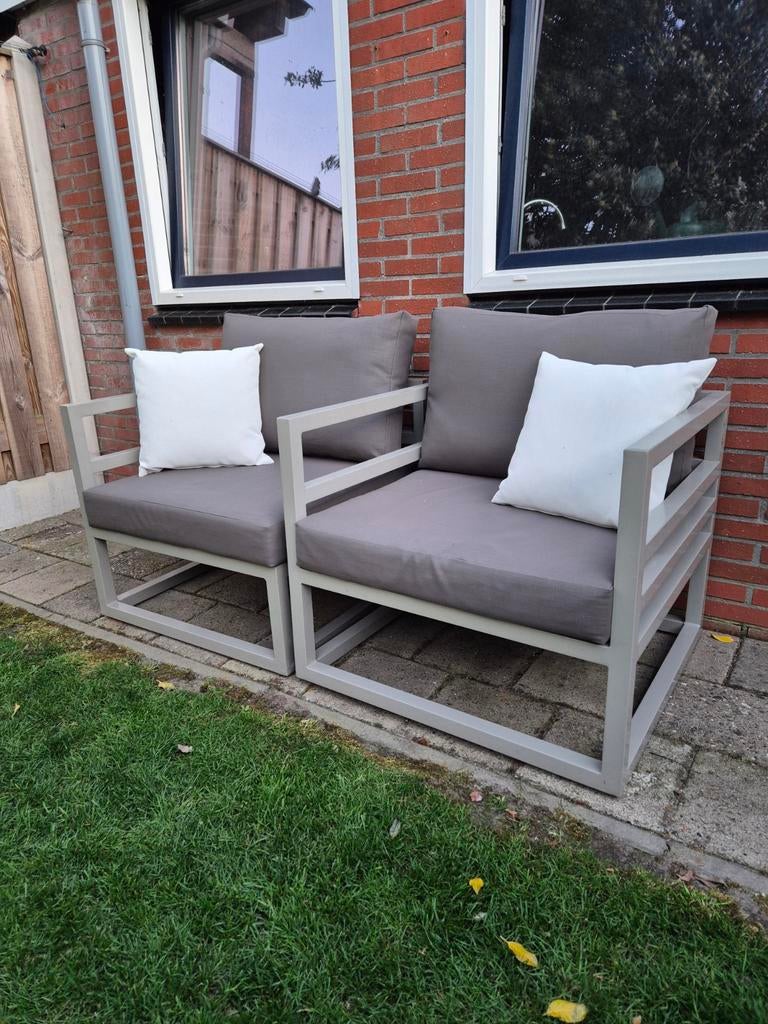 Loungeset loungestoel loungebank, Tuin en Terras, Tuinsets en Loungesets, Aluminium, Zo goed als nieuw, Loungeset, Stoel