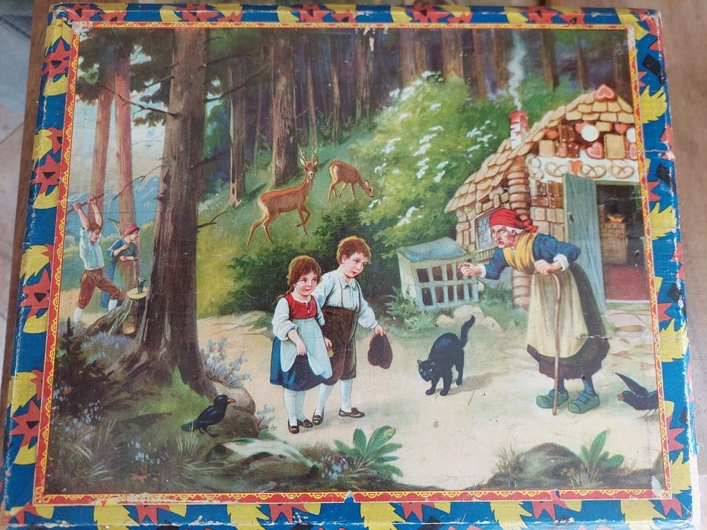 Antieke Blokpuzzel 30 Stuks - Sprookjes Thema, Ophalen of Verzenden, Gebruikt
