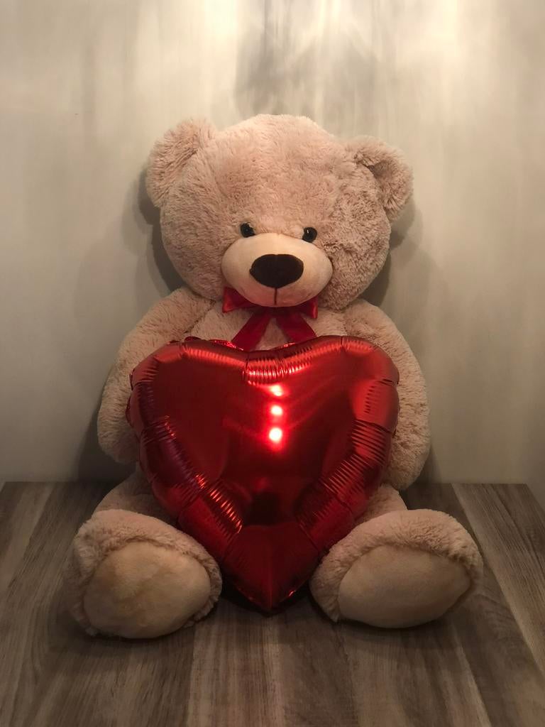 Gepersonaliseerd 1 meter lang knuffel, Beer, Nieuw, Ophalen of Verzenden, Beige