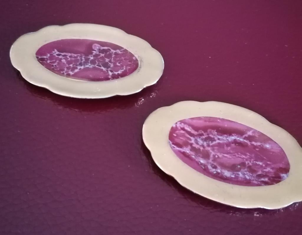 2 DIENBLAADJES MINIATUUR VAN PORCELAIN D, ART LIMOGES., Ophalen of Verzenden