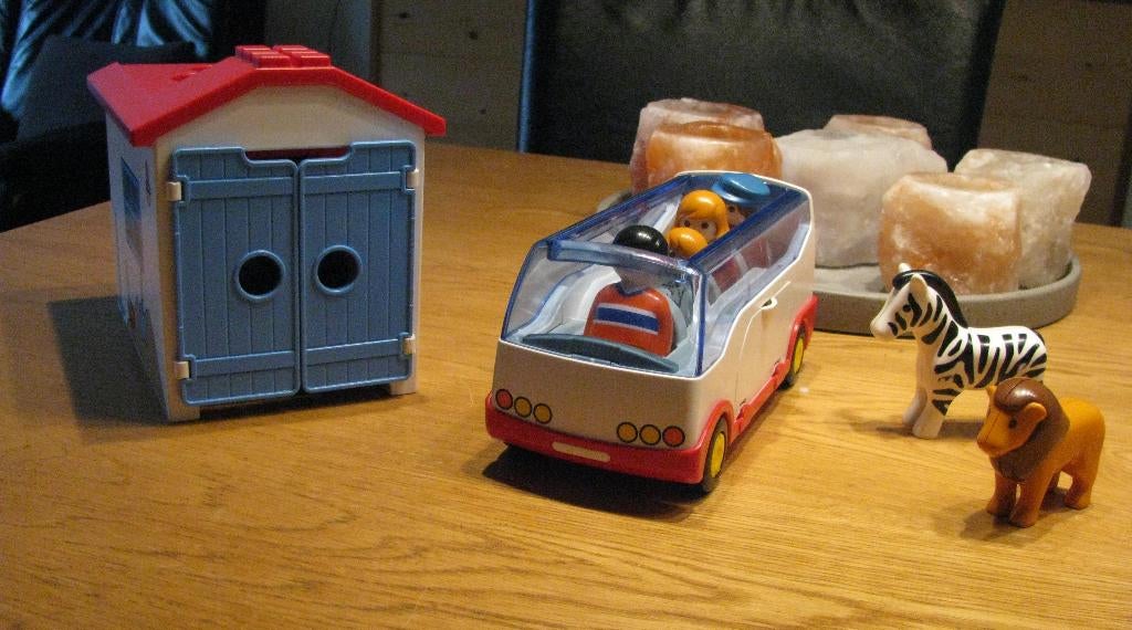 Playmobil 1 2 3. Auto met garage + bus, Kinderen en Baby's, Speelgoed | Playmobil, Ophalen of Verzenden, Gebruikt, Los playmobil