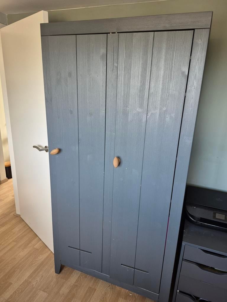 Mooie Woood Kluiskast - Donkergrijs Houten Kast, Gebruikt, Modern, 150 tot 200 cm, 25 tot 50 cm
