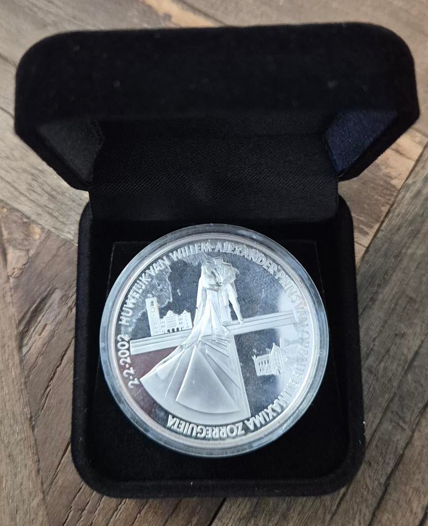 Huwelijks munt W.Alexander en Maxima, Koningin Beatrix, Zilver, Euro's, Ophalen of Verzenden
