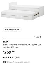 Bed met logeerbed en opberglades Ikea Släkt 90x200, Huis en Inrichting, Slaapkamer | Bedden, Ophalen, Gebruikt, 90 cm, Wit