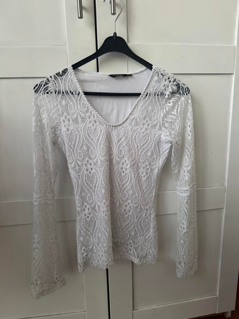 Top maat xs, Wit, Ophalen of Verzenden, Zo goed als nieuw, Lange mouw