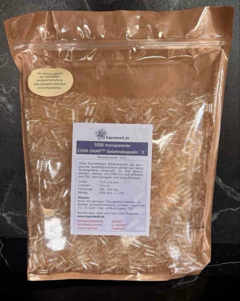 Lege gelatine capsules maat 3., Ophalen of Verzenden, Nieuw, Overige typen