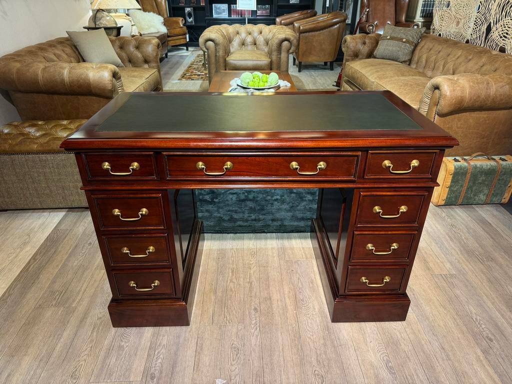 Compacte Klassiek Engelse chesterfield bureau in Mahoniehout, Huis en Inrichting, Bureaus, Ophalen of Verzenden, Nieuw