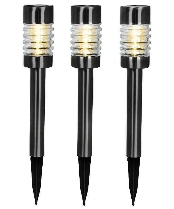 Solarlamp RVS Glas Antraciet 3 stuks, Tuin en Terras, Buitenverlichting, Minder dan 50 watt, Accu, Ophalen of Verzenden, Rvs