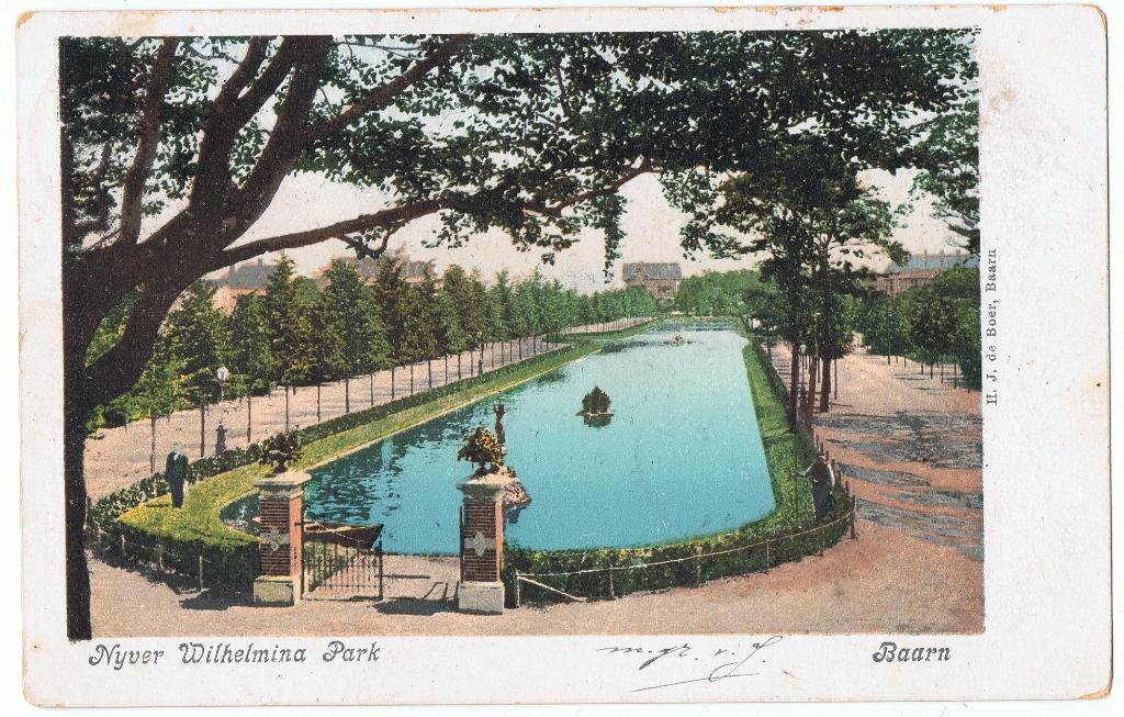 Baarn, vijver Wilhelmina Park,verstuurd 1900,richtprijs 7,00, Verzenden, Voor 1920, Gelopen, Utrecht