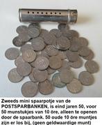 Zweeds spaarpijpje van de POSTSPARBANKEN, 50 x 10öre, Ophalen of Verzenden, Zo goed als nieuw, Metaal of Blik, Overige thema's