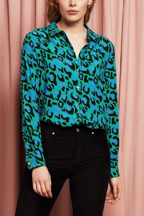 Fabienne Chapot blouse Denise luipaard print mt S zgan, Kleding | Dames, Overige kleuren, Ophalen of Verzenden, Zo goed als nieuw