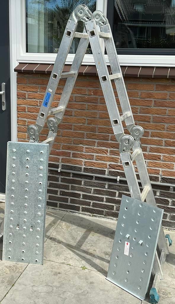 Multifunctionele aluminium vouwladder  met 6 sporten, Ophalen, Gebruikt, Ladder, Opvouwbaar of Inschuifbaar