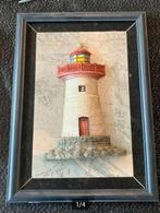 3D Vuurtoren op kaart in lijst 40x29x5cm, Minder dan 50 cm, Ophalen of Verzenden, Zo goed als nieuw, Minder dan 50 cm