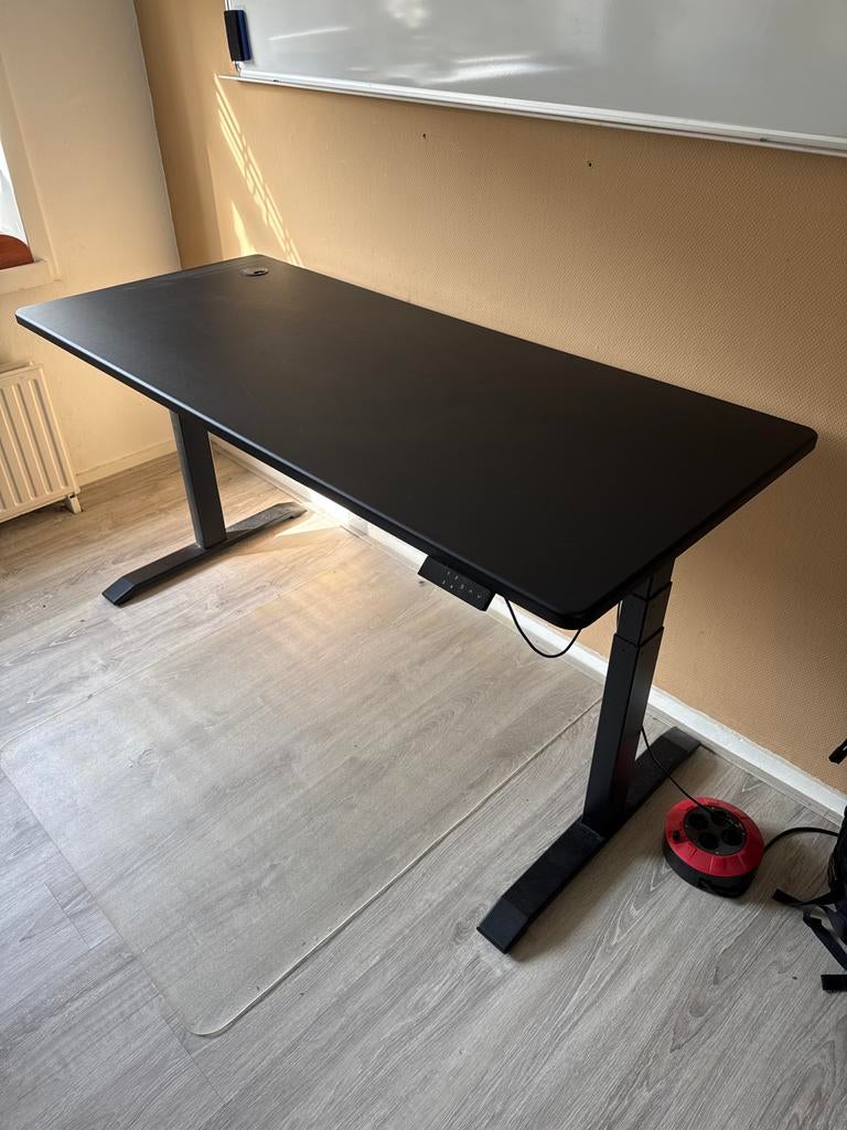 Zwart elektrisch zit-sta bureau 160x70, Ophalen, Elektrisch, Gebruikt