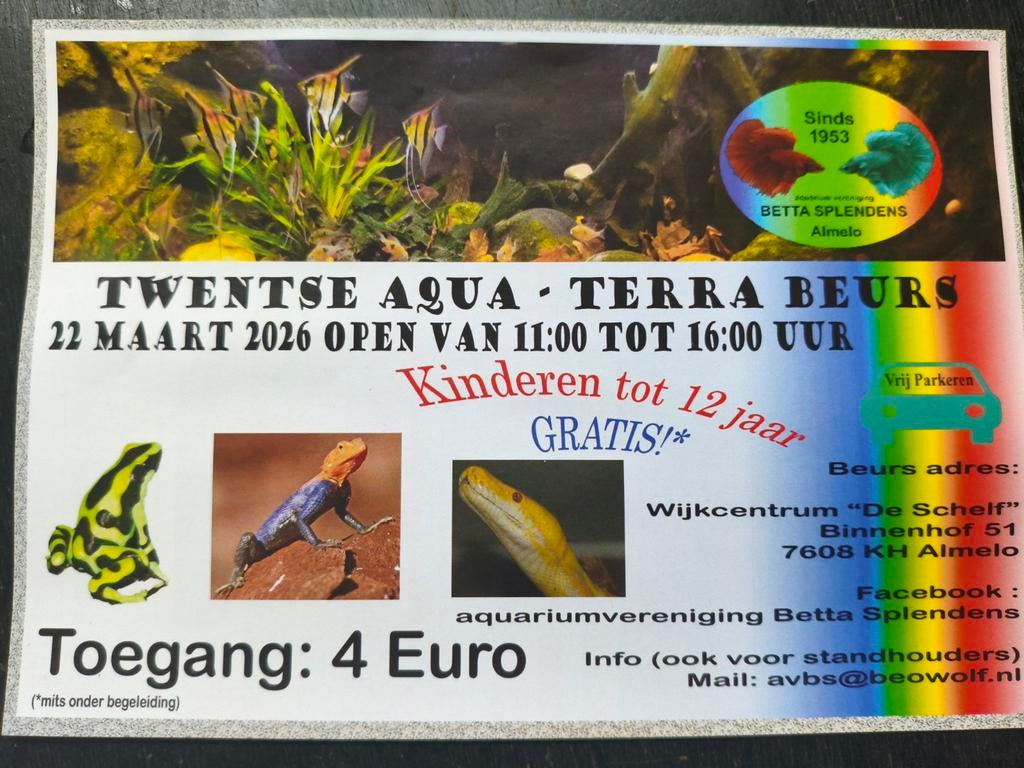 Nu zondag 22 maart aqu-terrra beurs, Dieren en Toebehoren, Ophalen, Nieuw, Overige typen