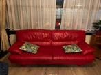 Rode lederen bank, Gebruikt, Driepersoons, 75 tot 100 cm, Ophalen of Verzenden